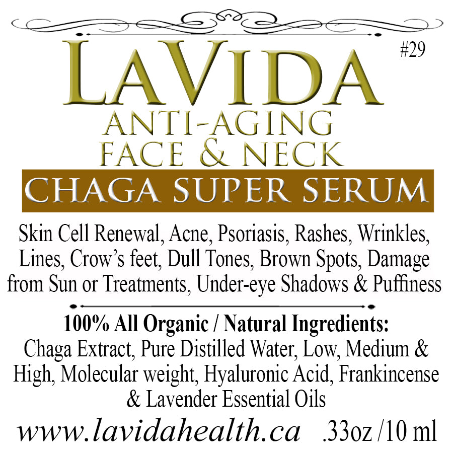 3 Bottles AquaRadiance Chaga /Hyaluronic Acid Anti-Aging Facial Serum 10 ml
