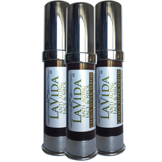 3 Bottles AquaRadiance Chaga /Hyaluronic Acid Anti-Aging Facial Serum 10 ml