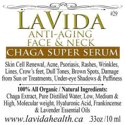 3 Bottles AquaRadiance Chaga /Hyaluronic Acid Anti-Aging Facial Serum 10 ml
